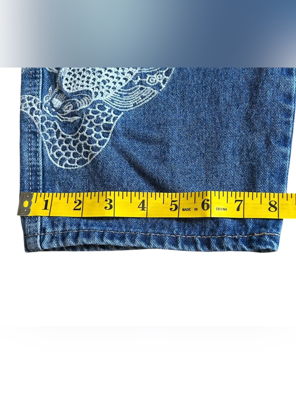 Empyre Y2K Dragon Koi Jeans Size 2 Baggy Relaxed Fit Denim Streetwear - Picture 8 of 16